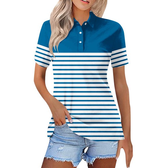 Endives Women's Short Sleeve T-shirt Summer Button Down Collared Sleeveless Tops Business Work T shirt Casual Basic Blouses