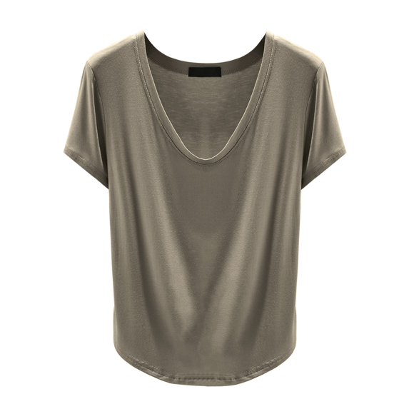 Endives Women's Short Sleeve T-shirt Summer Solid Color U Neck Plus Size Inner Layer Base Shirt Thin Style Outside Loose Fit Top