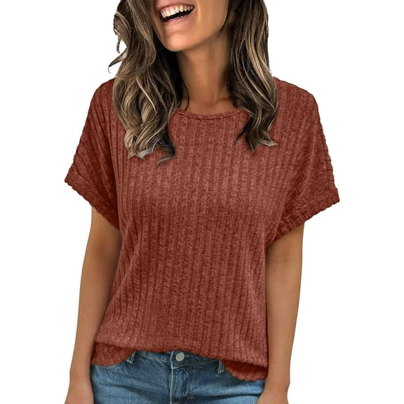 Endives Women's Short Sleeve T-shirt Summer Tunic Tops 2025 Casual Business Blouses