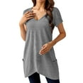 thumbnail image 1 of Endives Women's Short Sleeve T-shirt Summer Tunic Tops With Pockets Casual Long T Shirts S-3XL, 1 of 6