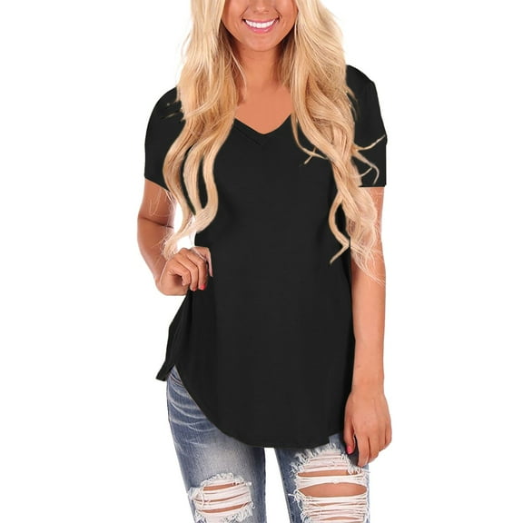 Endives Women's Short Sleeve T-shirt V Neck Loose Casual T Shirts Summer Tops