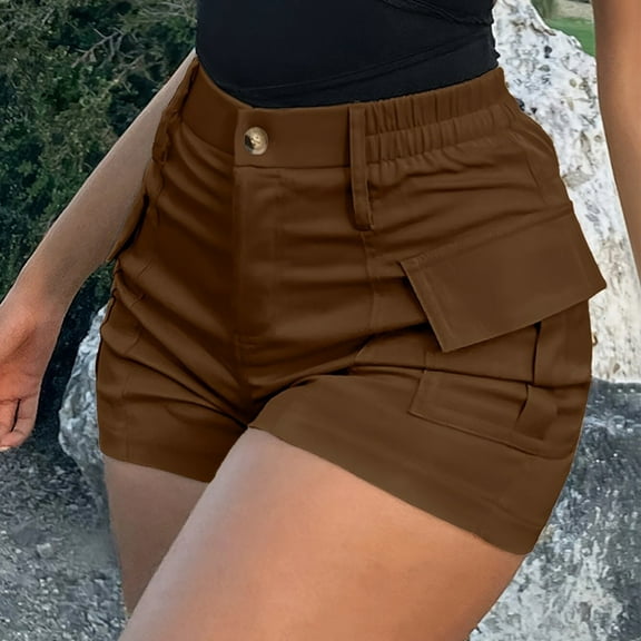 Endives Women's Shorts High Waist Button Streetwear Cargo Shorts With Pockets