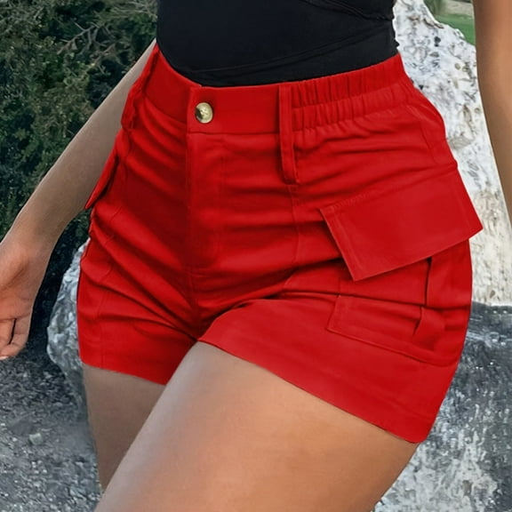 Endives Women's Shorts High Waist Button Streetwear Cargo Shorts With Pockets