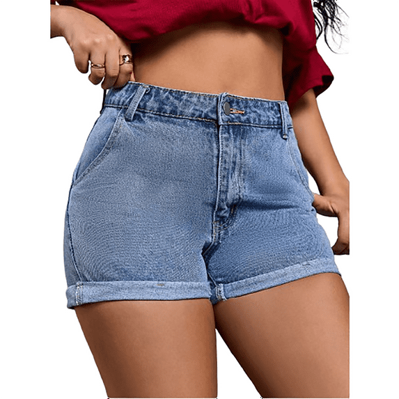 Endives Women's Shorts Jeans Juniors Vintage Denim High Waisted Jeans Shorts