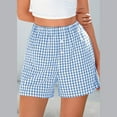 thumbnail image 1 of Endives Women's Shorts Plaid Print Soft Elastic Waist Front Tie Pajama Bottoms Shorts Sleepwear Loungewear, 1 of 7