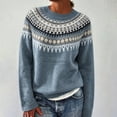 thumbnail image 1 of Endives Women's Sweaters Isle Geometric Print Crew Neck Long Sleeve Knit Pullover Sweater Casual Fall Top L, 1 of 4