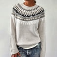 thumbnail image 1 of Endives Women's Sweaters Isle Geometric Print Crew Neck Long Sleeve Knit Pullover Sweater Casual Fall Top M, 1 of 4