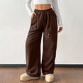 thumbnail image 1 of Endives Women's Sweatpant Wide Leg Pants Corduroy High Waist Barrel Pants Comfy Baggy Sweatpants Coffee, 1 of 7