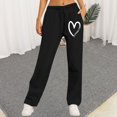 thumbnail image 1 of Endives Women's Sweatpants Heart Printed Fleece Lined Casual Sports Loose Plush Pants Straight Leg Pants, 1 of 4