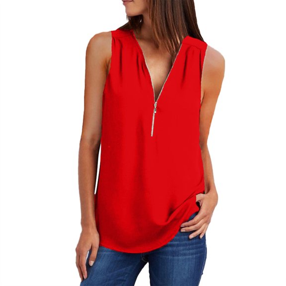 Endives Women's Tank Top Vest Tee V Top Womens Loose Blouse Neck Sleeveless T Shirt Casual Blouses