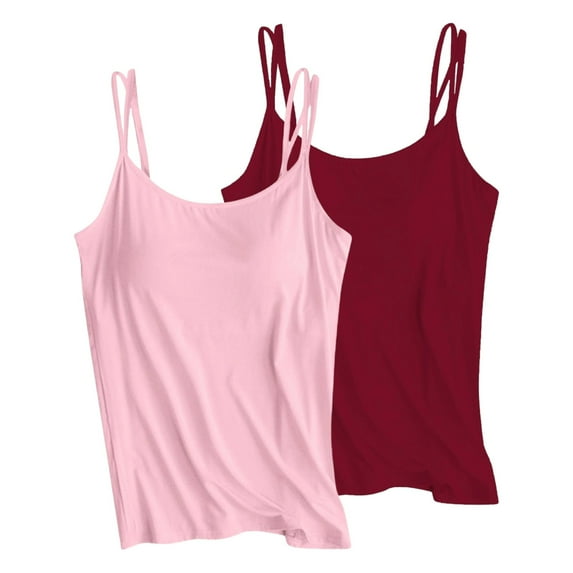 Endives Women's Tank Tops With In Bras 2025 Plus Size Padded Workout Tops Casual Athletic Camisole Tops Summer Trendy