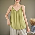 thumbnail image 1 of Endives Women's Tanks Camisole Cotton Linen Tank Top Thin V Neck Vest Loose Slimming Top Base Shirt For Women Light Green, 1 of 4