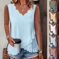 thumbnail image 1 of Endives Women's Tanks Camisole Top Summer Casual Hollow Out Solid Color Scallop Edge V Neck Tank Top Yellow, 1 of 5