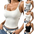 thumbnail image 1 of Endives Women's Tanks Top Double Spaghetti Strap Crop Top Low Cut Ruched Backless Slim Fit Ribbed Basic Layer Camisole Top Tank Tops for Women with Bulit in Bra Hot Sale, 1 of 8