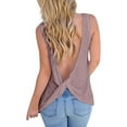 thumbnail image 1 of Endives Women's Tanks Tops Cold Shoulder Knot Backless Tank Top Casual Loose Backless T-Shirt, 1 of 7