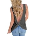 thumbnail image 1 of Endives Women's Tanks Tops Cold Shoulder Knot Backless Tank Top Casual Loose Backless T-Shirt, 1 of 7