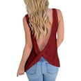 thumbnail image 1 of Endives Women's Tanks Tops Cold Shoulder Knot Backless Tank Top Casual Loose Backless T-Shirt, 1 of 7
