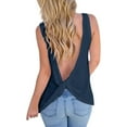thumbnail image 1 of Endives Women's Tanks Tops Cold Shoulder Knot Backless Tank Top Casual Loose Backless T-Shirt, 1 of 7