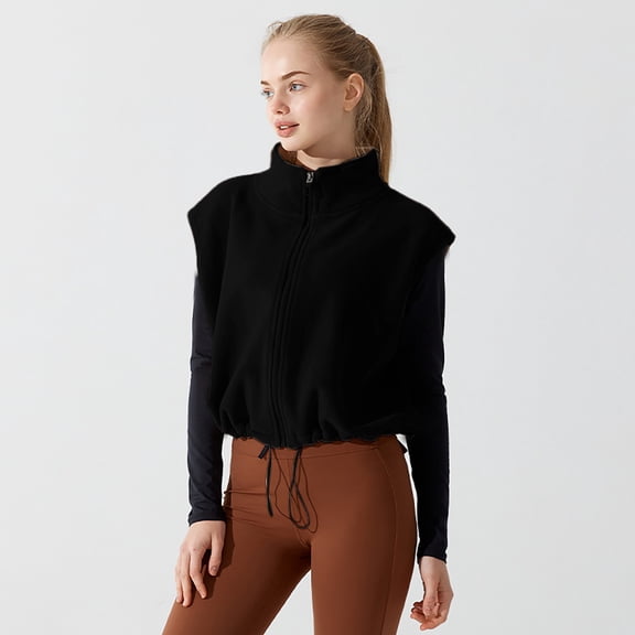 Endives Women's Thickened Fleece Vest Fitness Outerwear Cold Proof Warm Keeping Fleece Vest Coat Winter