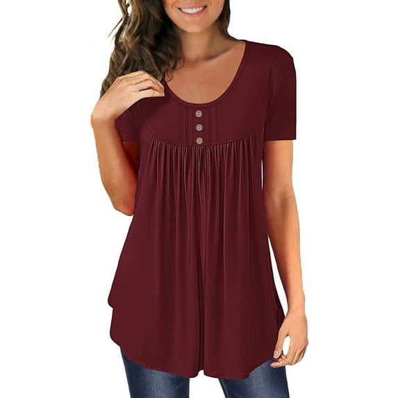 Endives Women's Tunic Tops Short Sleeve T-Shirts Casual Ruched Blouses Womens Tops