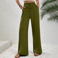 thumbnail image 1 of Endives Women's Wide Leg Pants Textured Elastic High Waisted Solid Color Flared Elegant Casual Pants Green, 1 of 7
