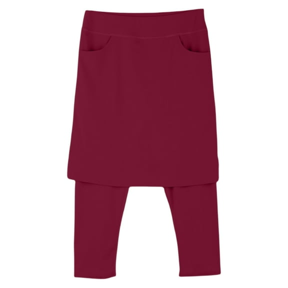 Endives Women's Yoga Pants Modest Skirt With Leggings Attached Workout Knee Length Swim Pants With Pockets