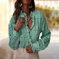 thumbnail image 1 of Endives Womens Button Down Blouse Plaid V Neck Casual Long Sleeve Tops Work Checkered Shirt Trendy Spring Outfit, 1 of 6