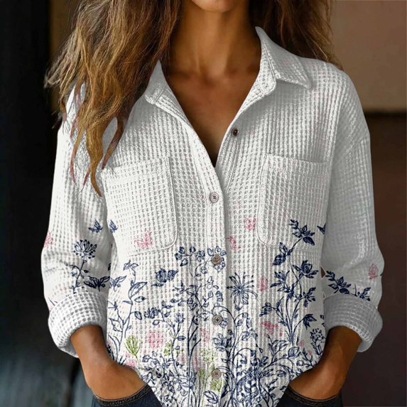 Endives Womens Button Down Shirts Long Sleeve Blouse Workout Wear Fashion Shirts Womens Top Spring Outfit