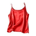 thumbnail image 1 of Endives Womens Camisole Top Silky Basic Tank Tops Summer Casual Satin Top Loose Spaghetti Strap Sleeveless Blouses Halter Top Red, 1 of 6