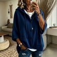 thumbnail image 1 of Endives Womens Cardigan Sweaters Hooded 3/4 Length Sleeve Knit Cardigan Button Front Loose Casual Oversized Sweater Coat With Pockets Cardigan Sweaters for Women Navy XXXXXL, 1 of 6