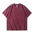 thumbnail image 1 of Endives Womens Cotton T Shirts Oversized Unisex Short Sleeves Tshirt Casual Loose Wash Solid Color Basic Tee Womens Tops Wine, 1 of 2