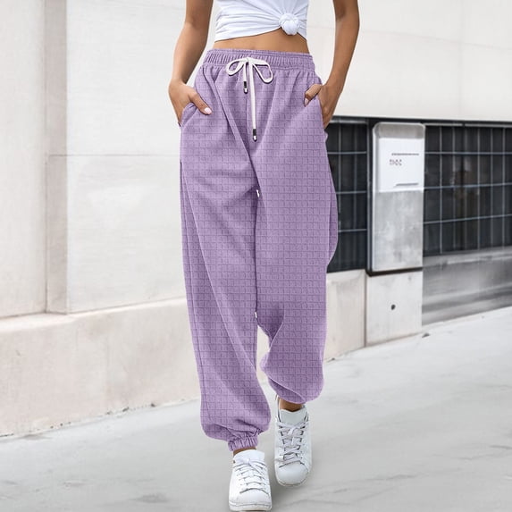 Endives Womens Cuffed Pants Baggy High Waisted Joggers With Pockets Comfy Workout Pants Sweatpants Fall Winter