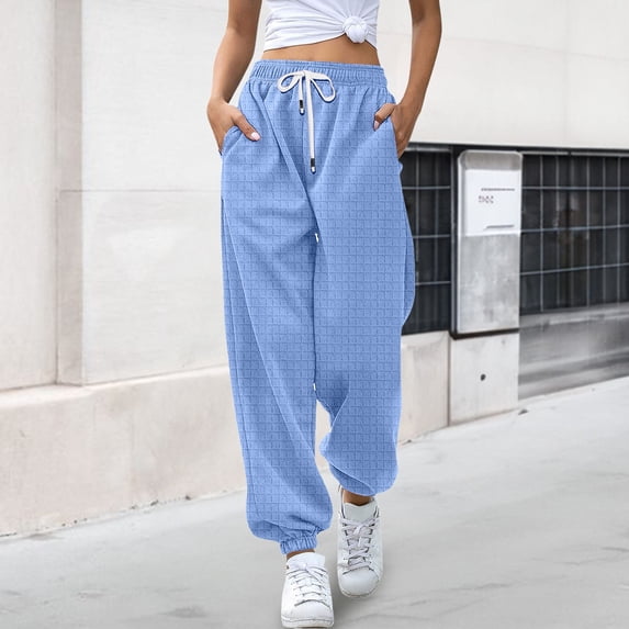 Endives Womens Cuffed Pants Baggy High Waisted Joggers With Pockets Comfy Workout Pants Sweatpants Fall Winter
