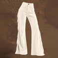 thumbnail image 1 of Endives Womens Jean Flare Pants Western Brown Fringe Flared Jeans Elastic Waist Trendy Stretchy Tassel Denim Pants Flare Pants White, 1 of 5