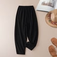 thumbnail image 1 of Endives Womens Linen Pant Baggy Retro Solid Color Cotton Linen Wide Leg Pant Loose Casual Pants Summer Black, 1 of 3
