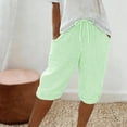 thumbnail image 1 of Endives Womens Linen Pants Striped Print Elastic High Waisted Casual Beach Shorts Cropped Pant With Pockets, 1 of 7