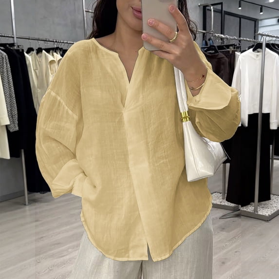 Endives Womens Linen Shirt Button Down Shirts Long Sleeve Casual Blouses Linen Clothes Thin Lightweight Breathable Womens Top