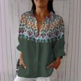 thumbnail image 1 of Endives Womens Linen Shirts Long Sleeve Blouse Casual V Neck Tops Summer Work Blouses Daily Outfit, 1 of 4