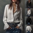 thumbnail image 1 of Endives Womens Long Sleeve Shirt Retro Staly with Lace Blouse Cuffs Blouse Tops Spring Outfit White2, 1 of 7