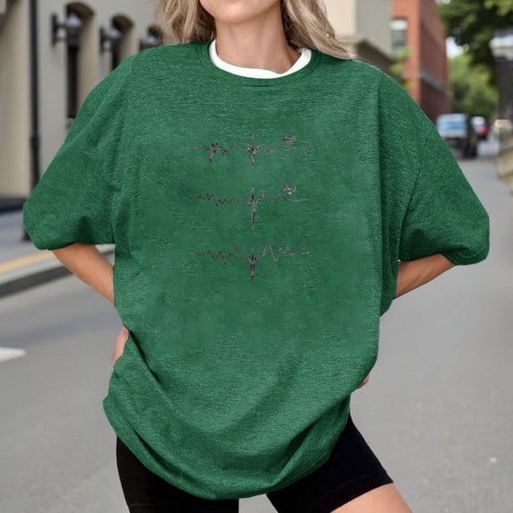 Endives Womens Oversized T Shirts Print Casual Drop Shoulder Basic Tee Workout Tops Summer Loose Fit Short Sleeve Tshirt Graphics Tee Gym Top Daily Wear 2Blackish Green XL