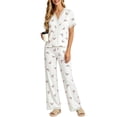 thumbnail image 1 of Endives Womens Pajama Sets Home Clothes Cherry Printed Embroidered Lace Short Sleeve Tshirt and Pants Pajama Set Two Piece Set Matching Sets Women Clothing, 1 of 3
