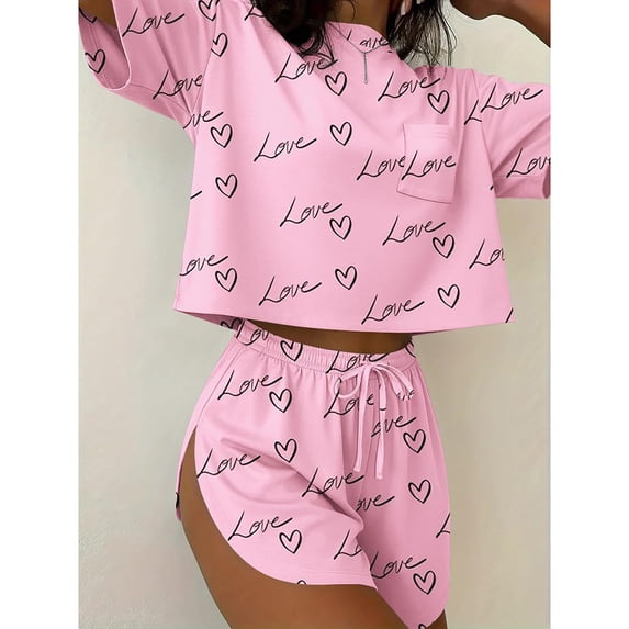 Endives Womens Pajama Sets Side Split Short Sets Cute Striped Crop Top and Short 2 Piece Comfy Loungewear Summer Matching Sets Women Clothing