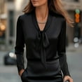 thumbnail image 1 of Endives Womens Shirts Casual Blouses Bow Tie Neck Long Sleeve Dressy Elegant Business Work Shirt Tops, 1 of 7