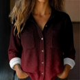 thumbnail image 1 of Endives Womens Shirts Gradient Color Casual Long Sleeve Button Down Blouse Shirt Womens Tops Spring Outfit, 1 of 6