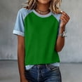 thumbnail image 1 of Endives Womens Short Sleeve Tshirt Crew Neck Splicing Color T Shirts Casual Summer Tops for Women Graphic Tee Going Out Top Basic Tee S-5XL Green XL, 1 of 6