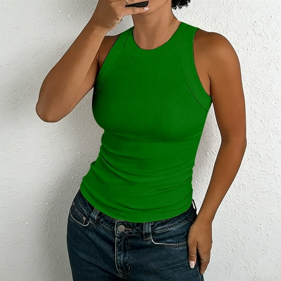 Endives Womens Sleeveless Tank Top Casual Ribbed Racerback Basic Top Thick Strap Shirts Tunic Tops