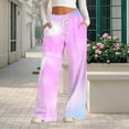 thumbnail image 1 of Endives Womens Sports Pants Tie Dye Printed Wide Leg Jogging Pants Drawstring Elastic High Waist Pants With Pocket, 1 of 7