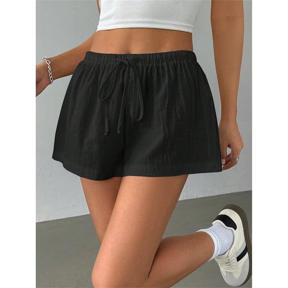 Endives Womens Striped Short Elastic Tie Casual Shorts Loose Fitness Slacks Beach Short Summer