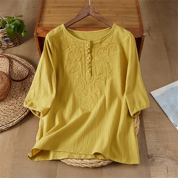 Endives Womens Summer Top Short Sleeve Shirt Chinoiresie Traditional Shirts Ethnic Blouse for Women