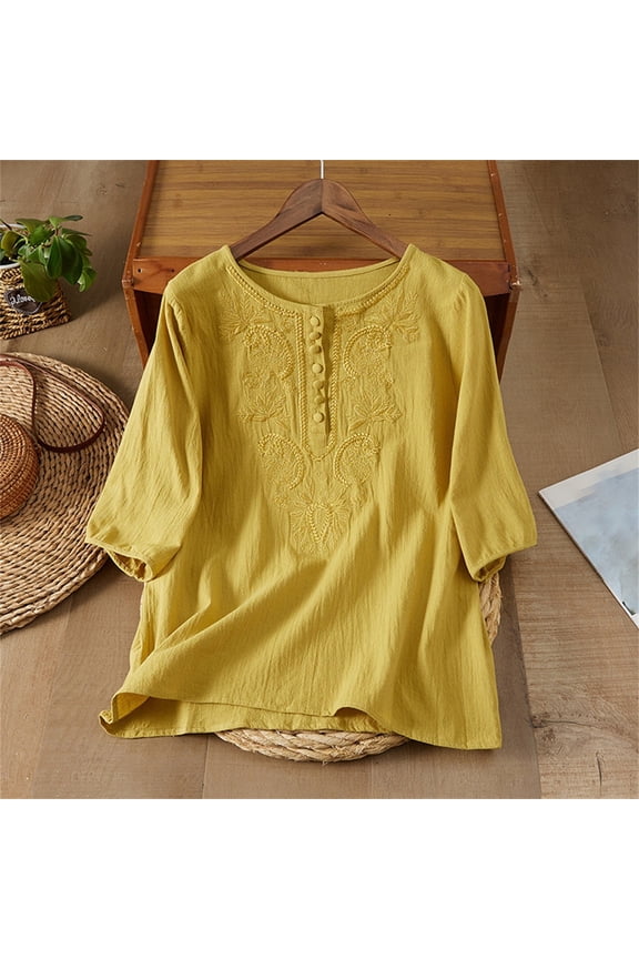 Womens Summer Top Short Sleeve Shirt Chinoiresie Traditional Shirts Ethnic Blouse for Women